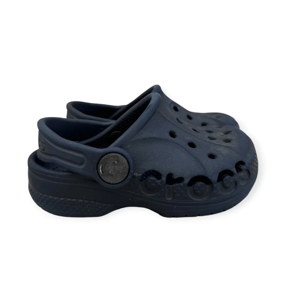 Crocs Baya Clog Navy Blue Kids Size 4/5 Slip On Water Shoes Sandals - Picture 3 of 5